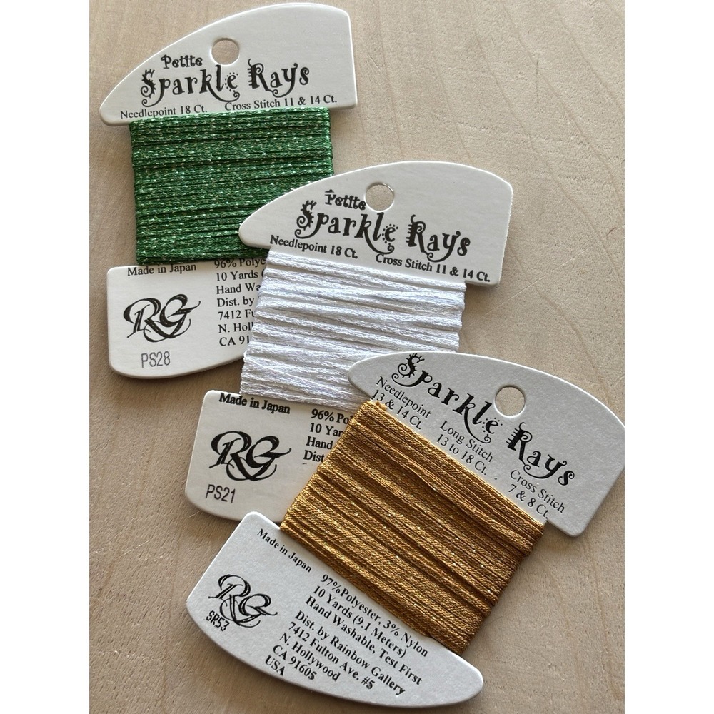 Rainbow Gallery Sparkle Rays Embroidery Thread LOT of 3 Japan 2 Petite Green